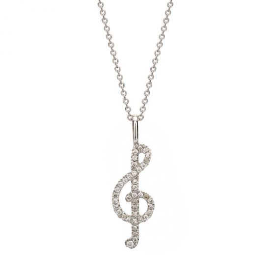 Diamond Treble Clef Pendant - 00020876 | Heming Diamond Jewellers | London