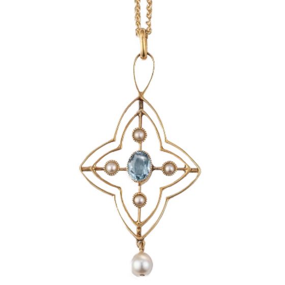 Edwardian Aquamarine Necklace - 02024079 | Heming Diamond Jewellers | London