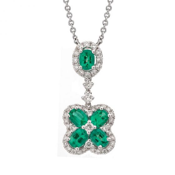 Emerald and Diamond Pendant - 00019717 | Heming Diamond Jewellers | London
