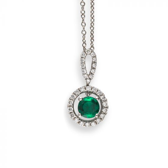 Emerald & Diamond Pendant - 02021125 | Heming Diamond Jewellers | London