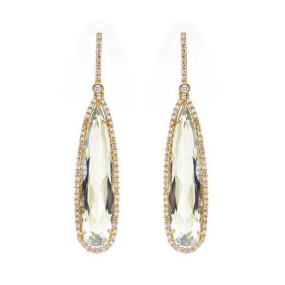 Green Amethyst Drop Earrings - 00019572 | Heming Diamond Jewellers | London