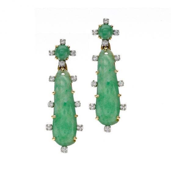 Jade and Diamond Earrings - 02020718 | Heming Diamond Jewellers | London