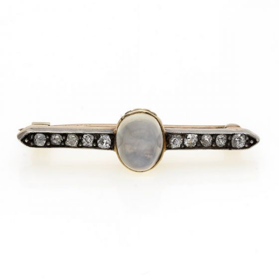 Moonstone and Diamond Bar Brooch - 02020656 | Heming Diamond Jewellers | London