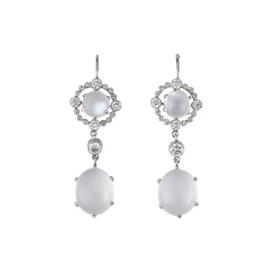 Moonstone Drop Earrings - 02021703 | Heming Diamond Jewellers | London