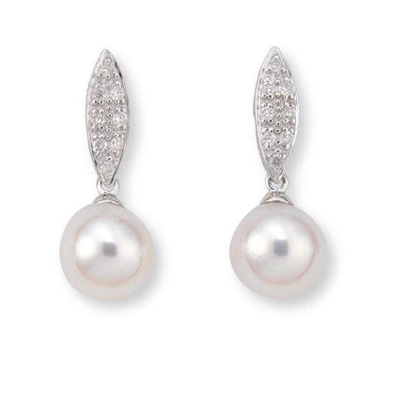 Pearl and Diamond Earrings - 00022082 | Heming Diamond Jewellers | London