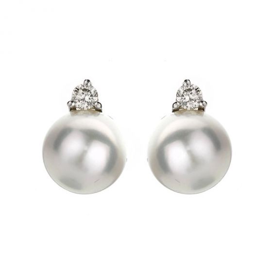 Pearl and Diamond Earrings - 00022308 | Heming Diamond Jewellers | London