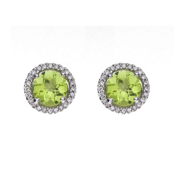 Peridot and Diamond Earrings - 00021629 | Heming Diamond Jewellers | London