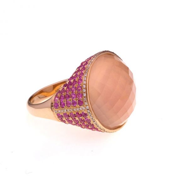Rose Quartz & Pink Sapphire Ring - 00019555 | Heming Diamond Jewellers | London