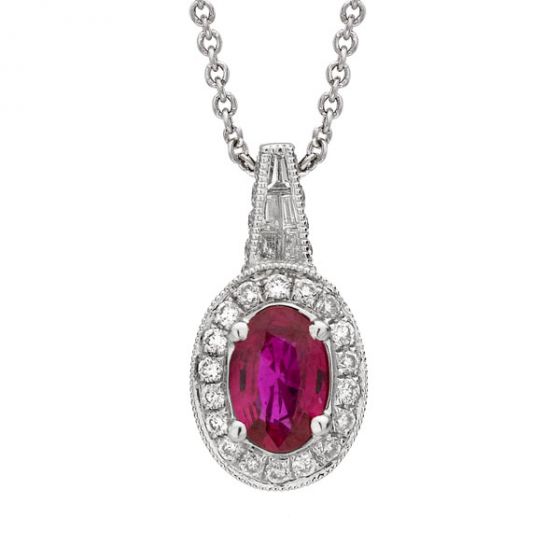 Ruby and Diamond Pendant - 00019726 | Heming Diamond Jewellers | London