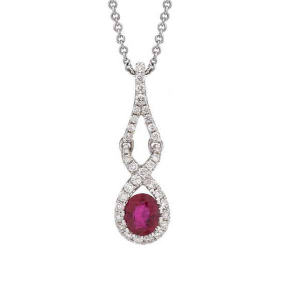 Ruby and Diamond Pendant - 00019729 | Heming Diamond Jewellers | London