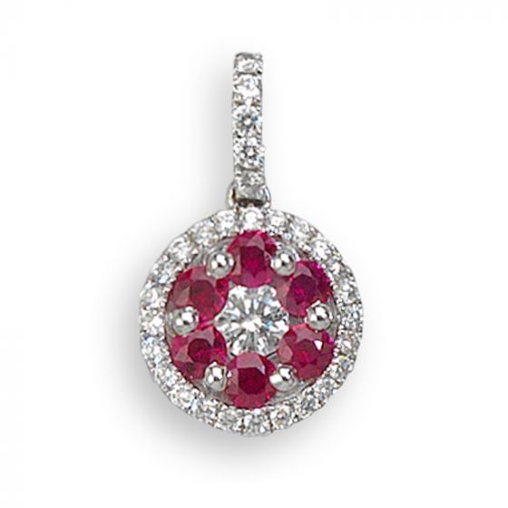 Ruby and Diamond Pendant - 00021936 | Heming Diamond Jewellers | London