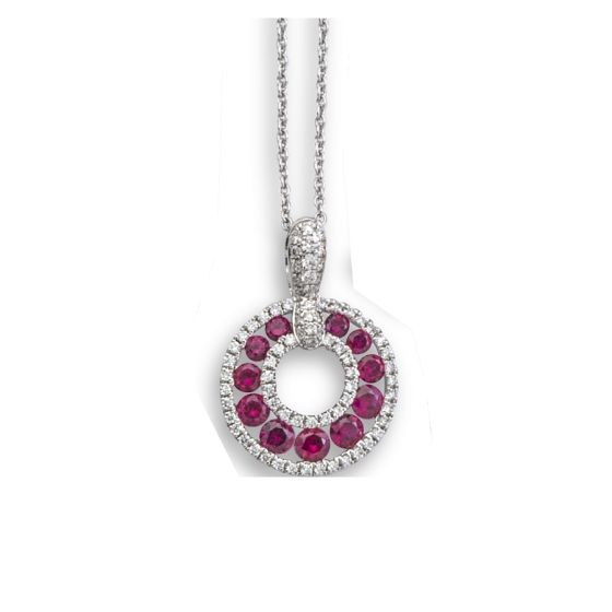 Ruby and Diamond Pendant - 00025336 | Heming Diamond Jewellers | London