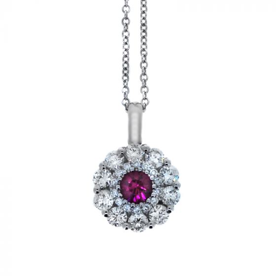 Ruby And Diamond Pendant - 02020849 | Heming Diamond Jewellers | London