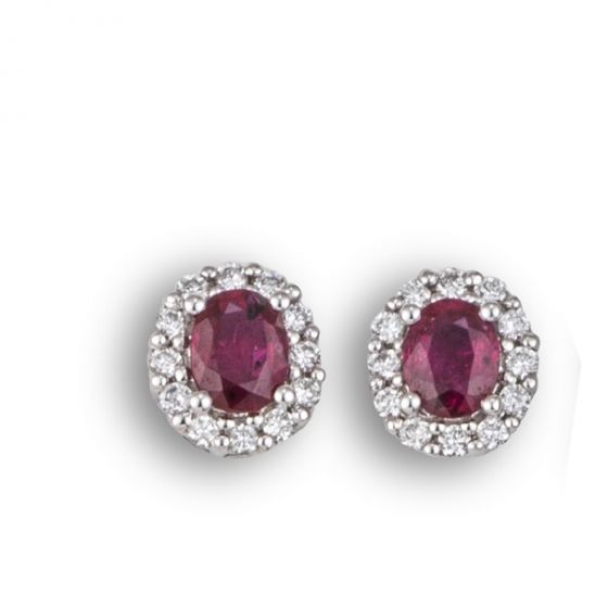 Ruby Cluster Earrings - 02024183 | Heming Diamond Jewellers | London