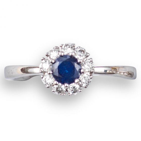 Sapphire and Diamond Cluster Ring - 00024565 | Heming Diamond Jewellers | London