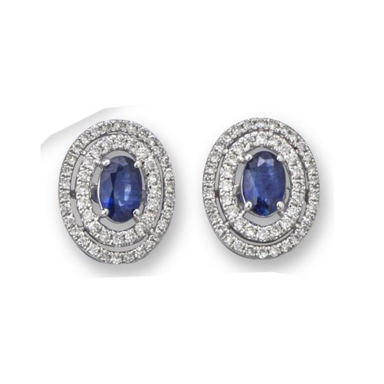 Sapphire and Diamond Earrings - 00025357 | Heming Diamond Jewellers | London