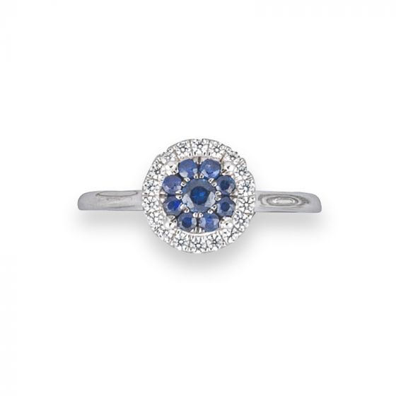 Sapphire & Diamond Cluster Ring - 00022820 | Heming Diamond Jewellers | London