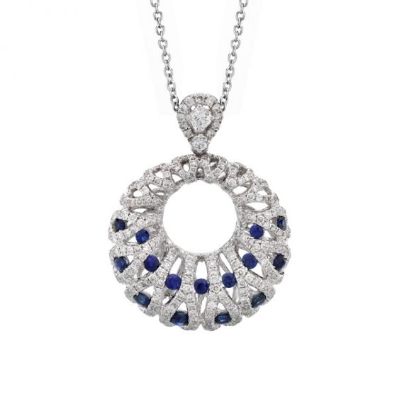 Sapphire & Diamond Pendant - 00021312 | Heming Diamond Jewellers | London