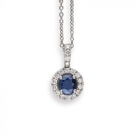 Sapphire & Diamond Pendant - 02021124 | Heming Diamond Jewellers | London