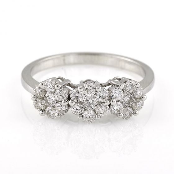 Triple Daisy Diamond Cluster Ring - 00022293 | Heming Diamond Jewellers | London
