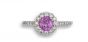 Pink Sapphire and Diamond halo ring. - 02023569 | Heming Diamond Jewellers | London