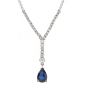 Sapphire and Diamond Drop Pendant - 02022307 | Heming Diamond Jewellers | London