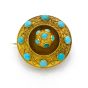 Turquoise and Gold Circle Brooch - 00021036 | Heming Diamond Jewellers | London