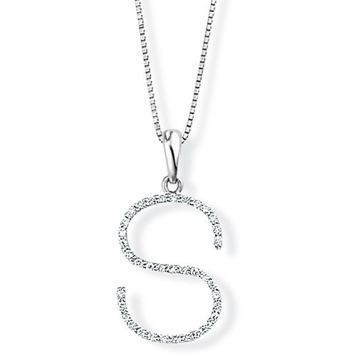 Diamond Initial 'S' Pendant - 00018900 | Heming Diamond Jewellers | London