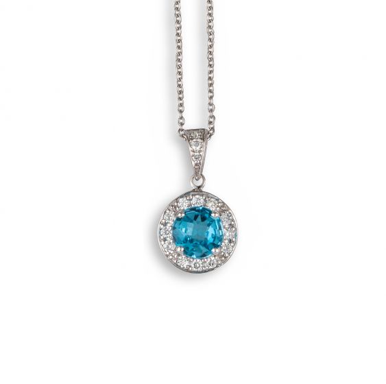Blue Topaz & Diamond Pendant - 00024939 | Heming Diamond Jewellers | London