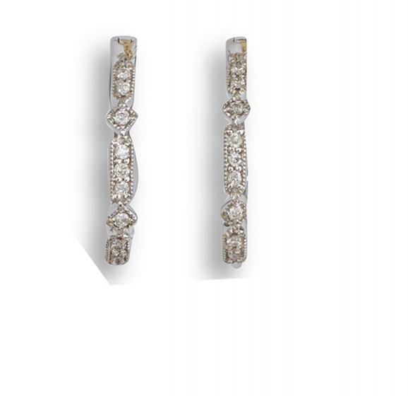 Diamond hoop earrings. - 02023850 | Heming Diamond Jewellers | London