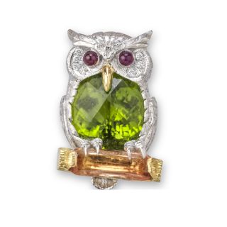 Peridot Owl Brooch