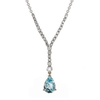 Aquamarine and Diamond Pendant - 00020688 | Heming Diamond Jewellers | London