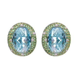 Blue Topaz and Tsavorite Earrings - 00019577 | Heming Diamond Jewellers | London
