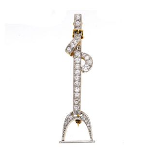 J E Caldwell Diamond Stirrup Brooch - 00019289 | Heming Diamond Jewellers | London