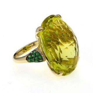 Lemon Quartz & Tsavorite Ring - 00019557 | Heming Diamond Jewellers | London