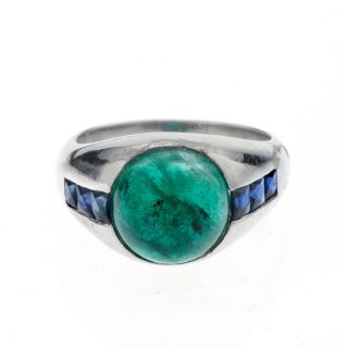 Mid Century Emerald and Sapphire Ring - 00019285 | Heming Diamond Jewellers | London