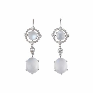 Moonstone Drop Earrings - 02021703 | Heming Diamond Jewellers | London