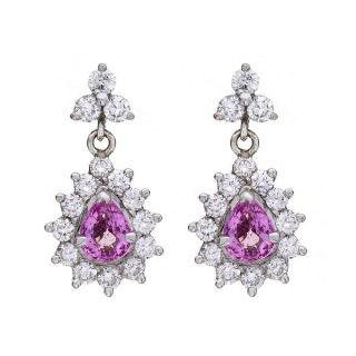 Pink Sapphire and Diamond Drop Earrings - 00025331 | Heming Diamond Jewellers | London