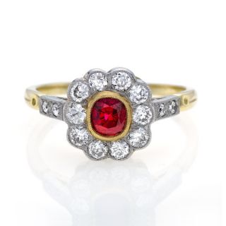 Ruby & Diamond Cluster Ring - 00007598 | Heming Diamond Jewellers | London