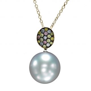 South Sea Pearl & Coloured Diamond Pendant - 00022508 | Heming Diamond Jewellers | London