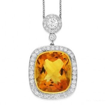 Citrine and Diamond Pendant - 02023580 | Heming Diamond Jewellers | London