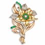 Emerald & Diamond Flower Brooch - 02023500 | Heming Diamond Jewellers | London