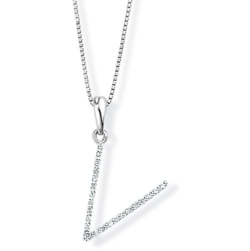 Diamond Initial 'V' Pendant - 00018903 | Heming Diamond Jewellers | London